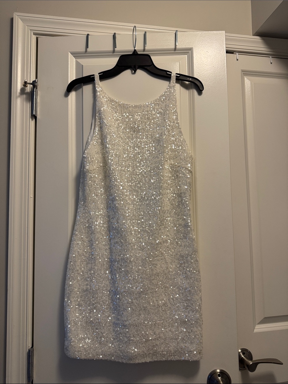 Sequin White Party Dress - Sparkling Sleeveless Shift